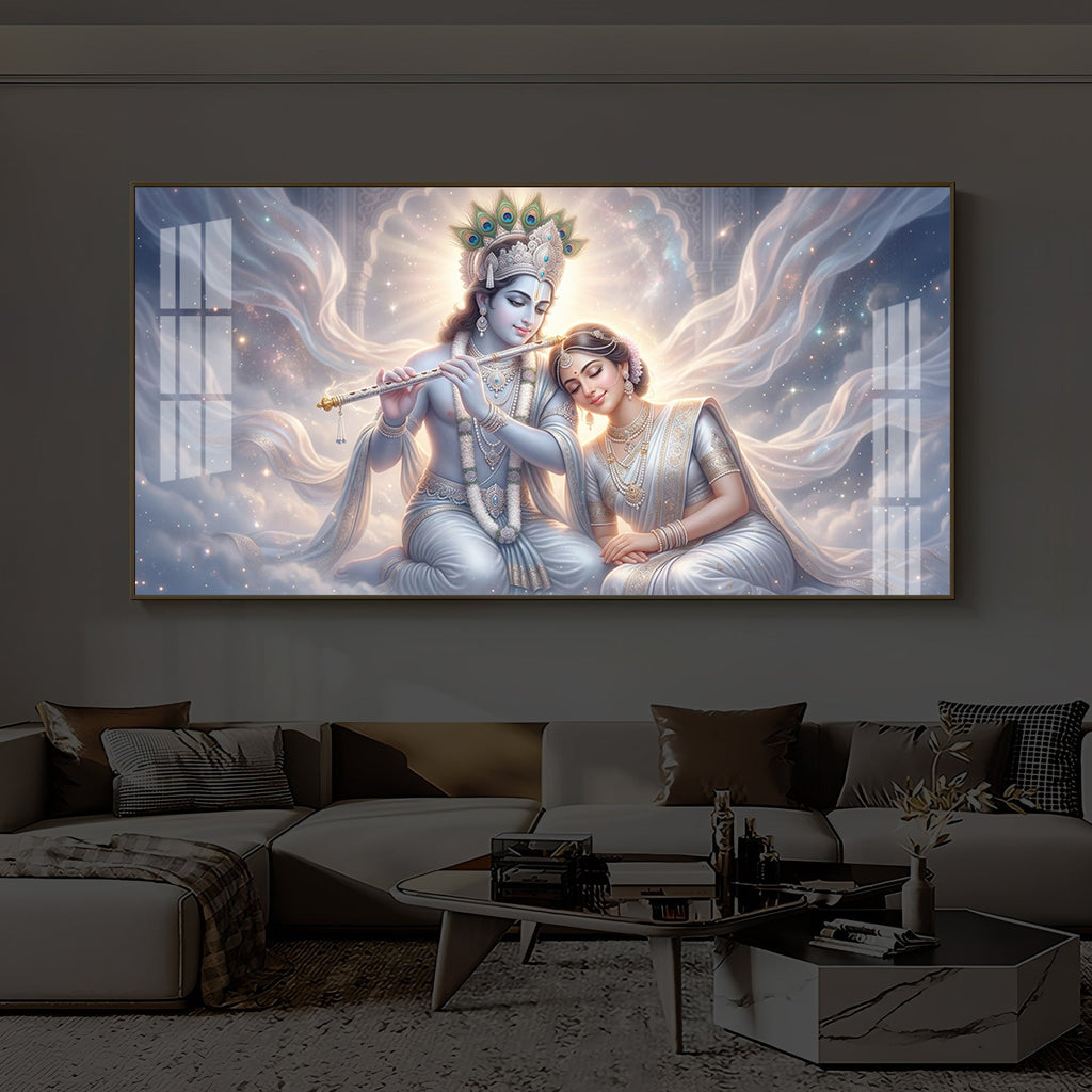Krishna Radha Modern Luxury Backlight Horizontal Wall Art
