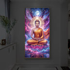 Lord Buddha Modern Luxury Backlight Vertical Wall Art