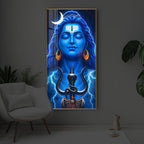Lord Shiva Trishul Modern Luxury Backlight Vertical Wall Art