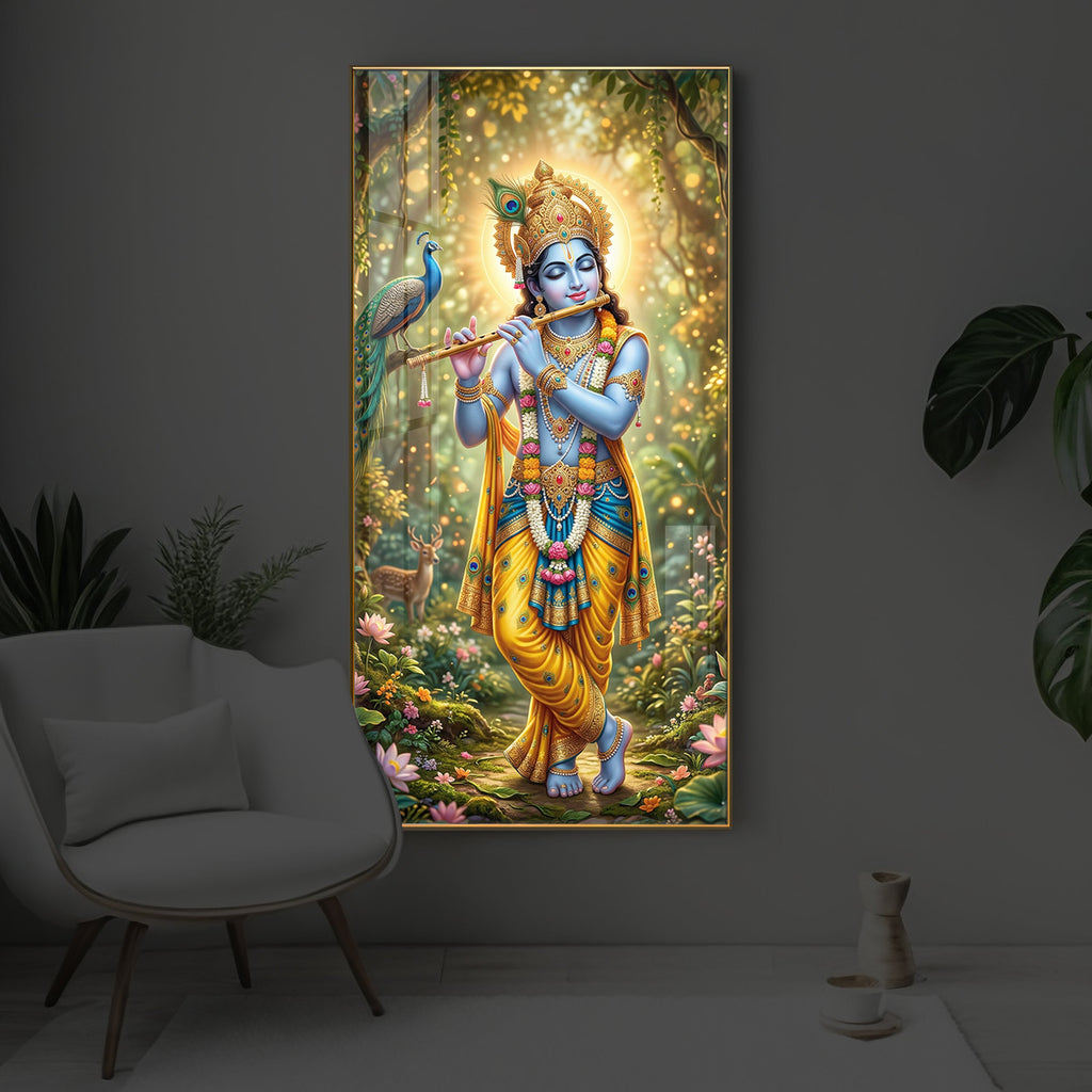 Loving Krishna Modern Luxury Backlight Vertical Wall Art
