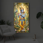 Loving Krishna Modern Luxury Backlight Vertical Wall Art