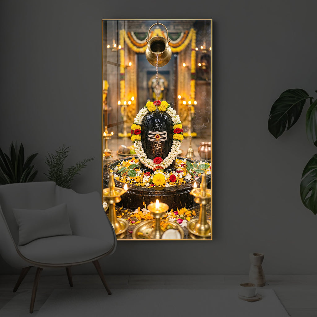 Somnath Jyotirlinga Modern Luxury Backlight Vertical Wall Art