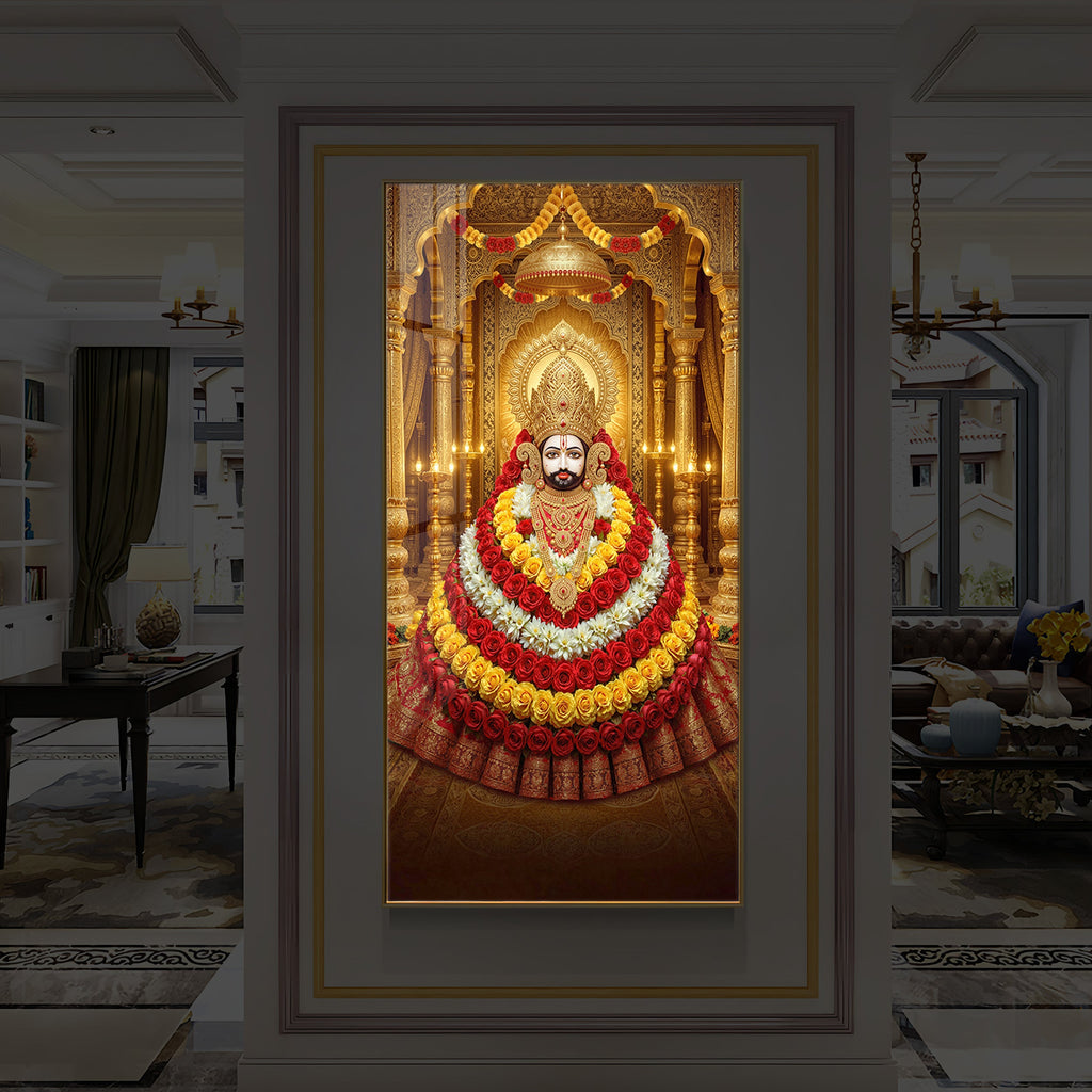 Khatu Shyam Baba Modern Luxury Backlight Vertical Wall Art