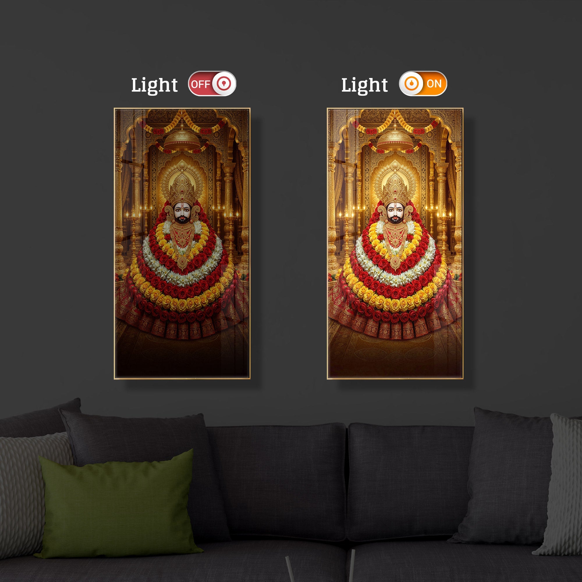 Khatu Shyam Baba Modern Luxury Backlight Vertical Wall Art