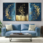 Into the Blue Framed Canvas paintings - Set of 3