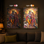 Radha Krishna Divine Harmony Modern Luxury Backlight Vertical Wall Art