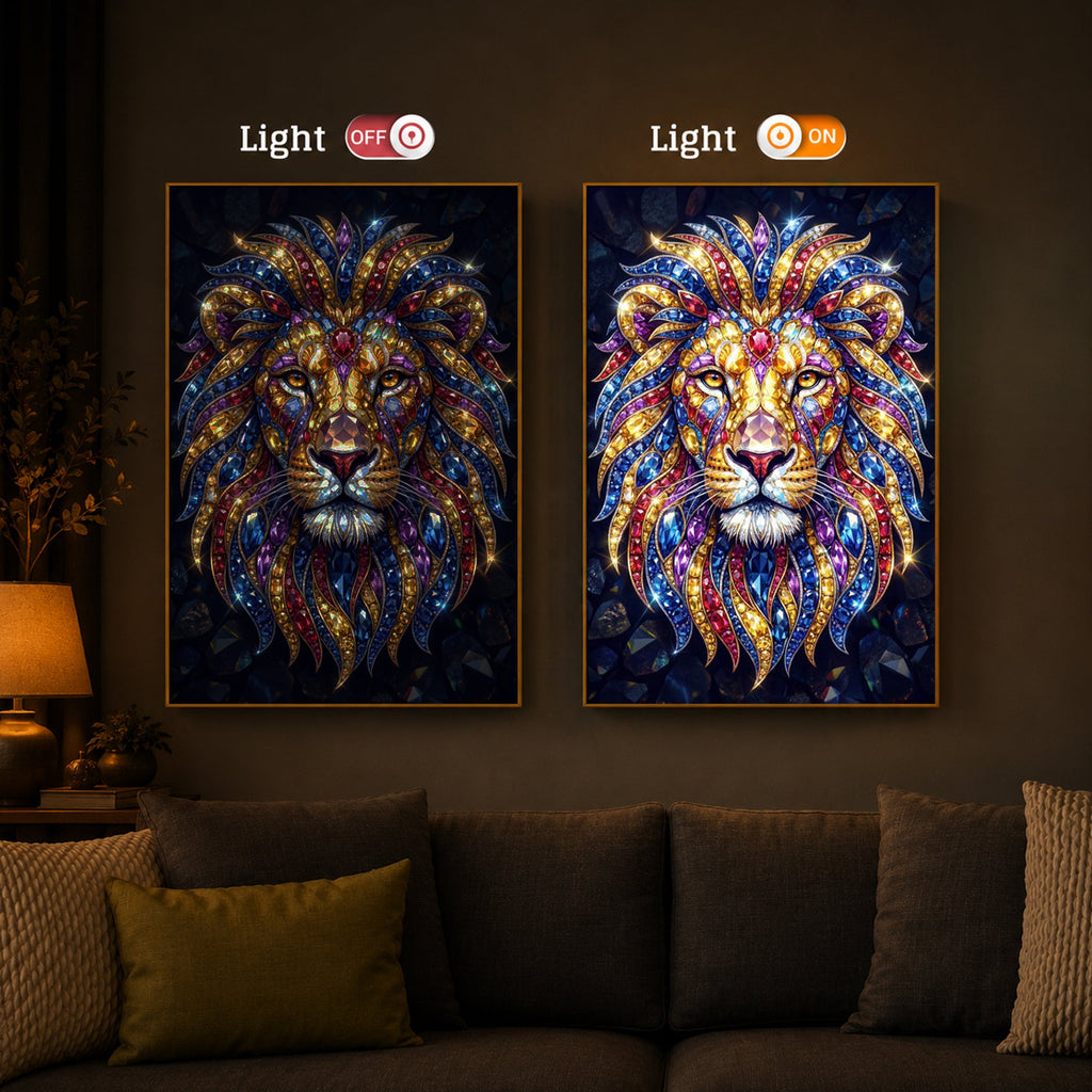 Imperial Lion Majesty Modern Luxury Backlight Vertical Wall Art