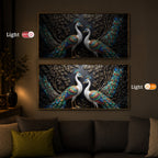 Serene Peacock Modern Luxury Backlight Horizontal Wall Art