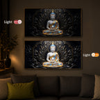 Meditating Buddha Ji Modern Luxury Backlight Horizontal Wall Art
