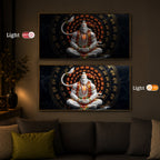 Lord Hanuman Sitting In A Meditative Modern Luxury Backlight Horizontal Wall Art