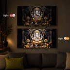 Hindu Deity Lord Ganesha Modern Luxury Backlight Horizontal Wall Art