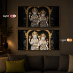 Lord Vishnu & Goddess Lakshmi Modern Luxury Backlight Horizontal Wall Art