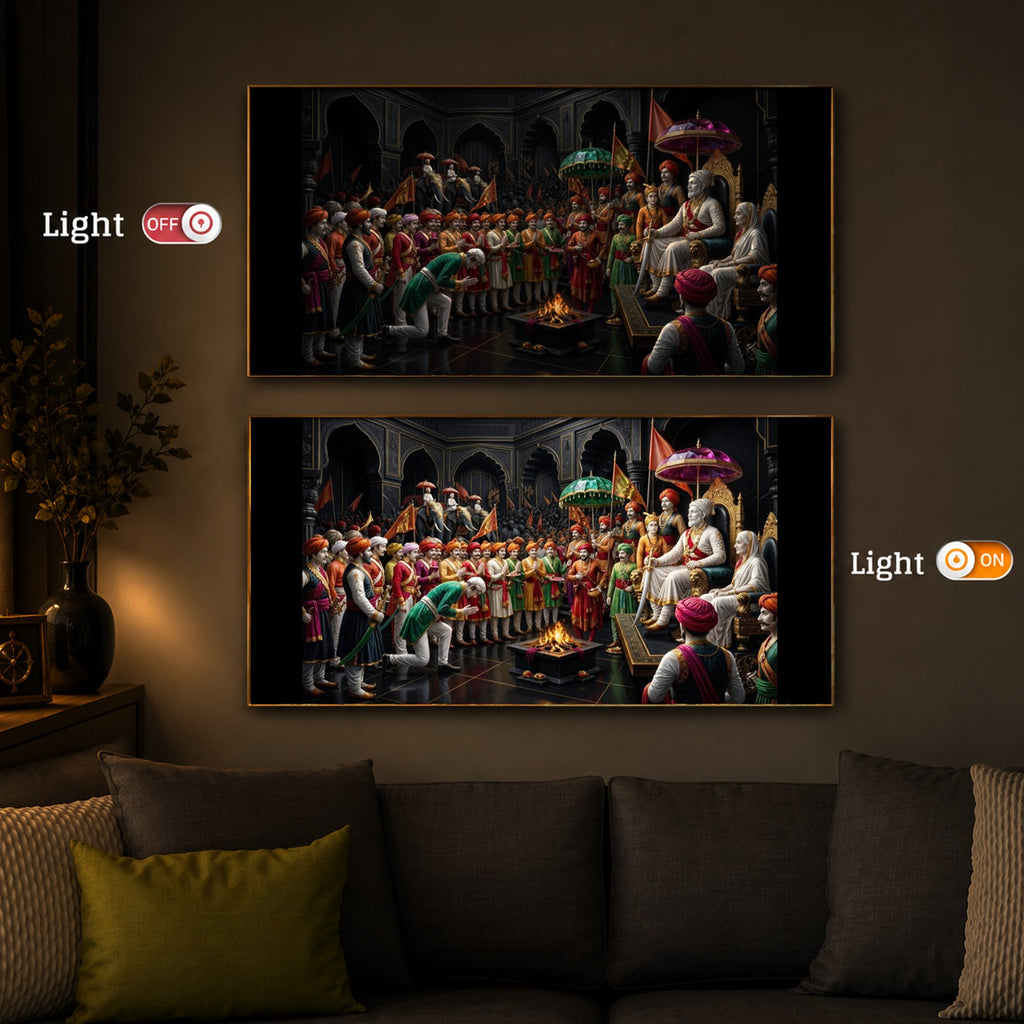 Chhatrapati Shivaji Maharaj Raj Darbar Modern Luxury Backlight Horizontal Wall Art
