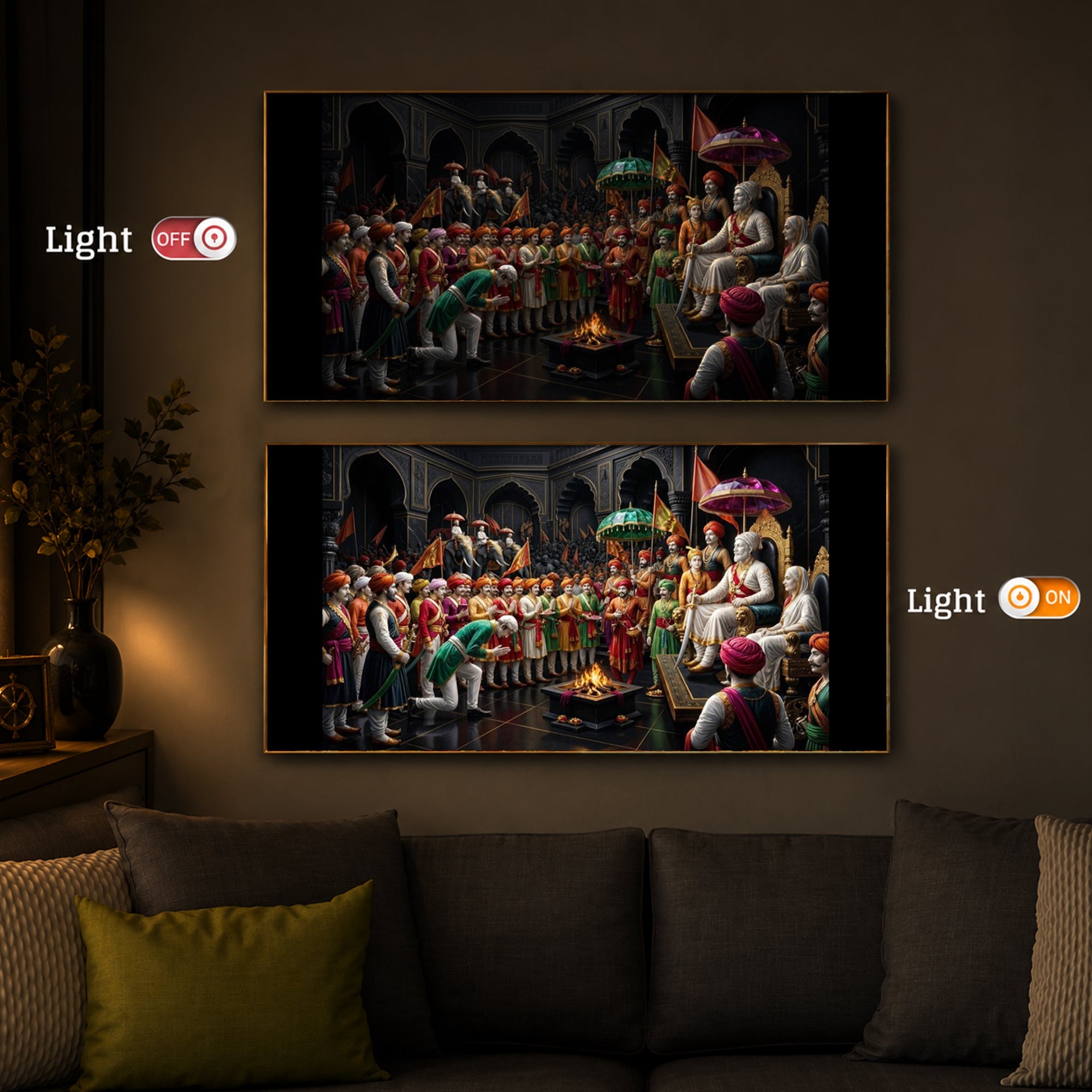 Chhatrapati Shivaji Maharaj Raj Darbar Modern Luxury Backlight Horizontal Wall Art