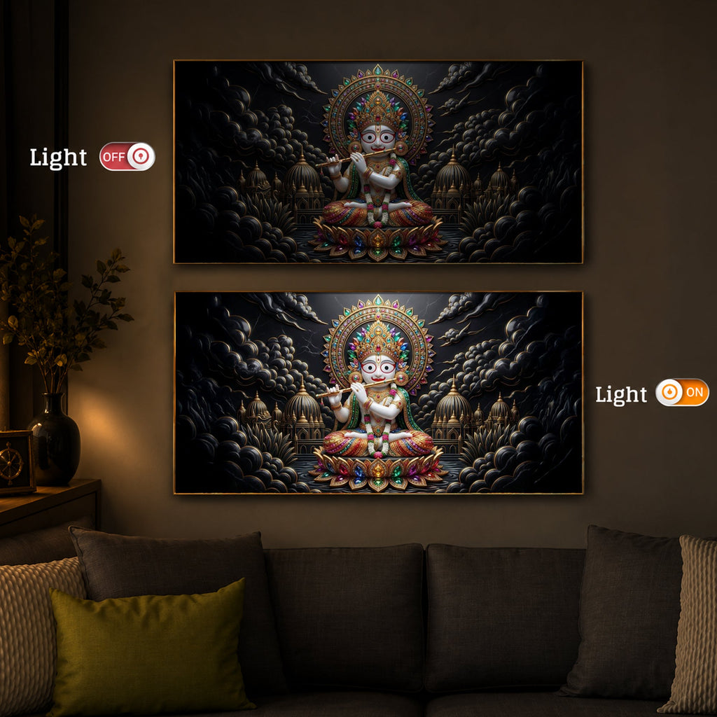 Lord Jagannath Modern Luxury Backlight Horizontal Wall Art