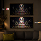 White Buddha Statue Modern Luxury Backlight Horizontal Wall Art