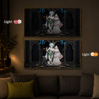Radha Krishna With Flute Modern Luxury Backlight Horizontal Wall Art