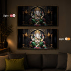 Majestic Lord Ganesha Luxury Backlight Horizontal Wall Art