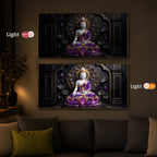 Buddha In Purple Robes Modern Luxury Backlight Horizontal Wall Art