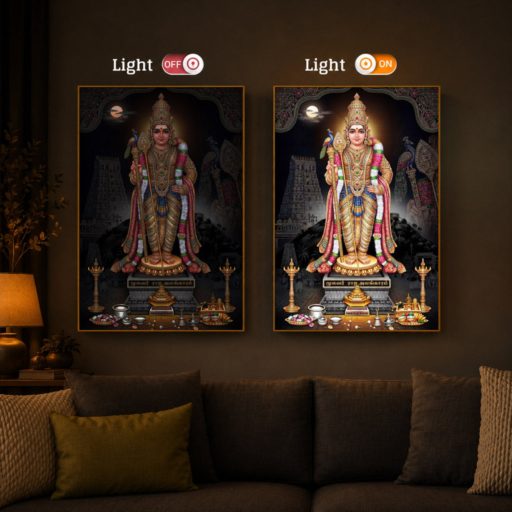 Lord Kartikeya Modern Luxury Backlight Vertical Wall Art