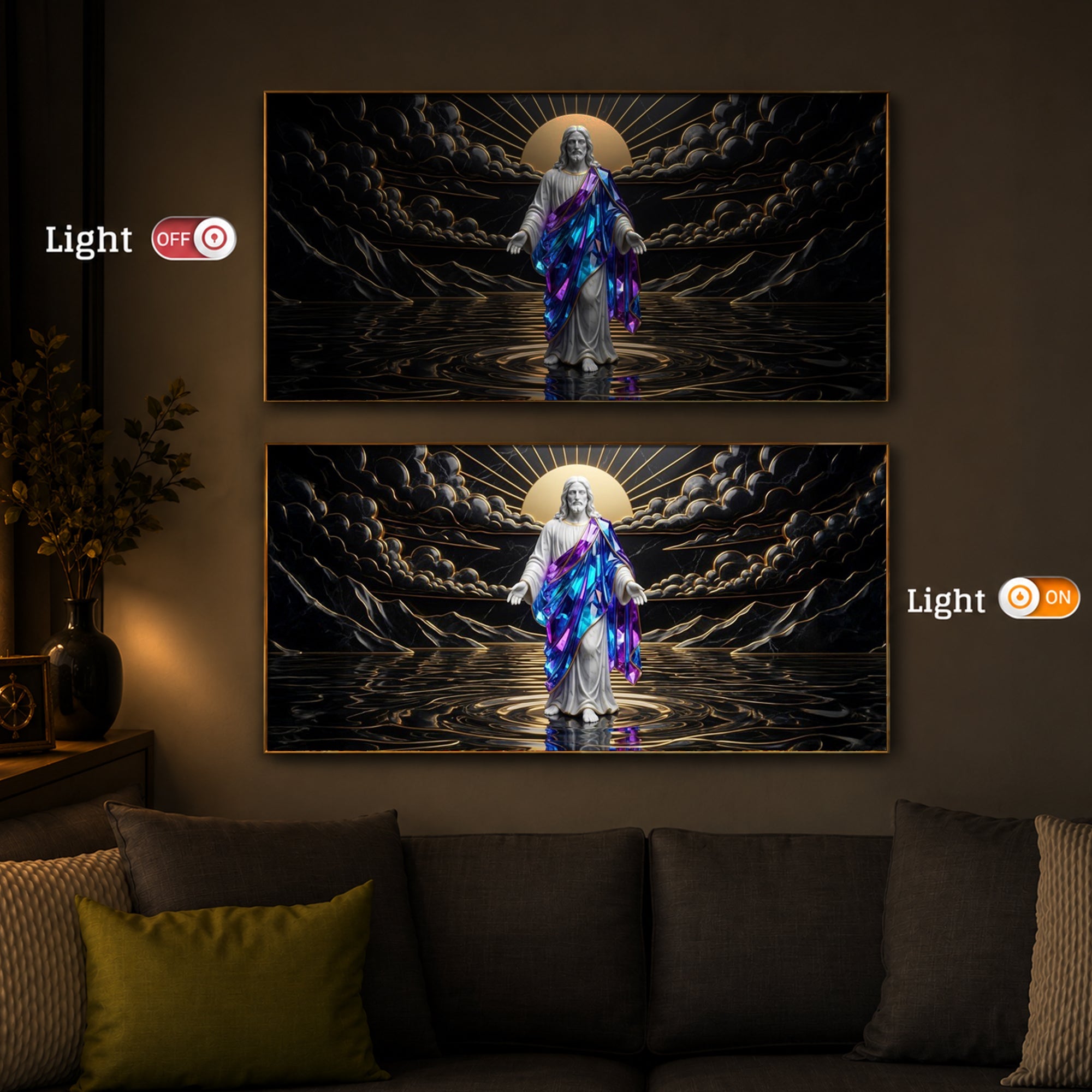 Jesus Christ Modern Luxury Backlight Horizontal Wall Art