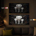 White Elephant Family Modern Luxury Backlight Horizontal Wall Art