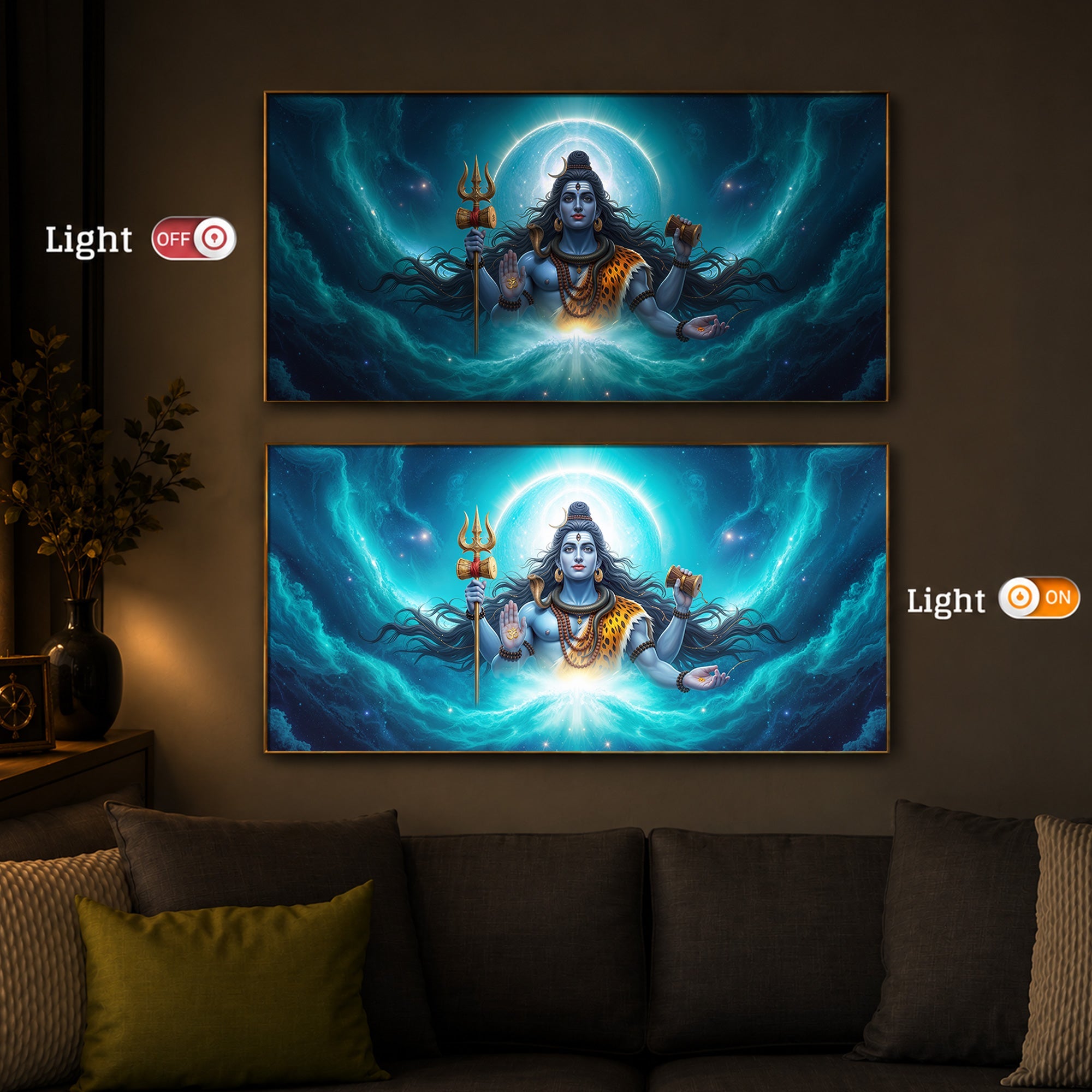 Cosmic Shiva Modern Luxury Backlight Horizontal Wall Art