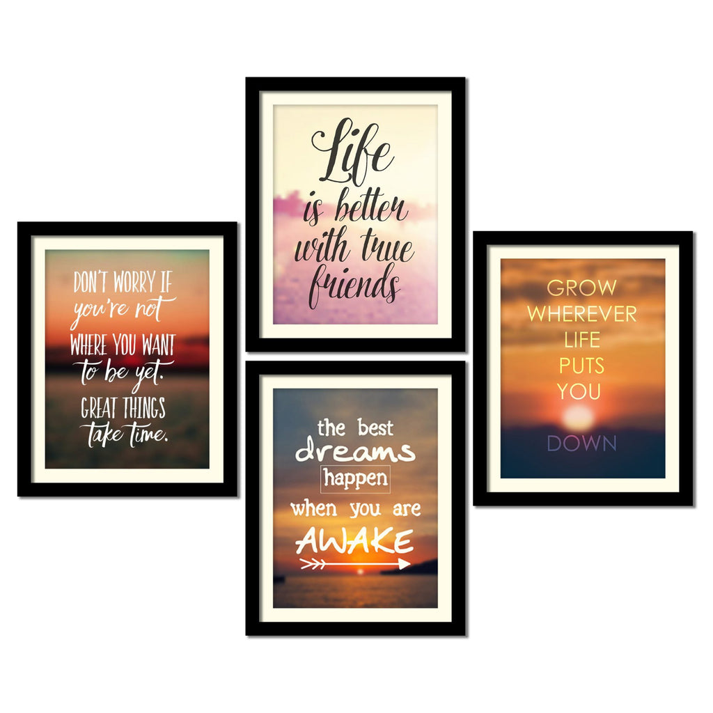 Life is Better with Motivational Quotes Premium Wall Frame Set of Four