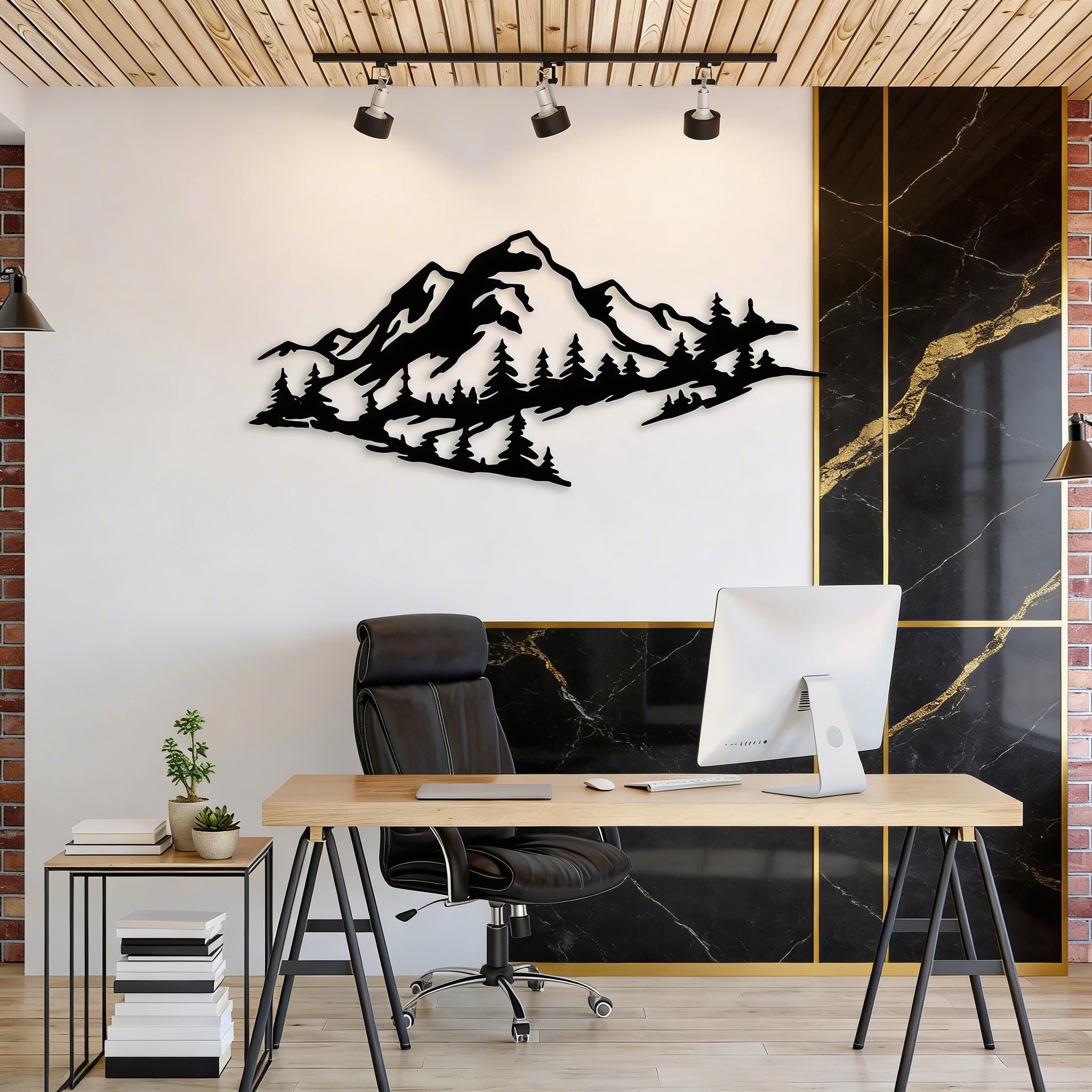 Mountain Range Trees View Metal Art Wall Decor