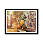A Woman Filling Water in a Pot Frame Painting