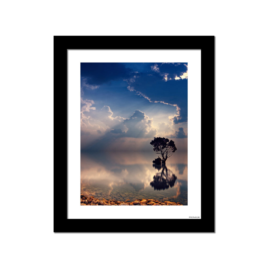Beautiful View of Tree in the Lake Premium Wall Frame Painting
