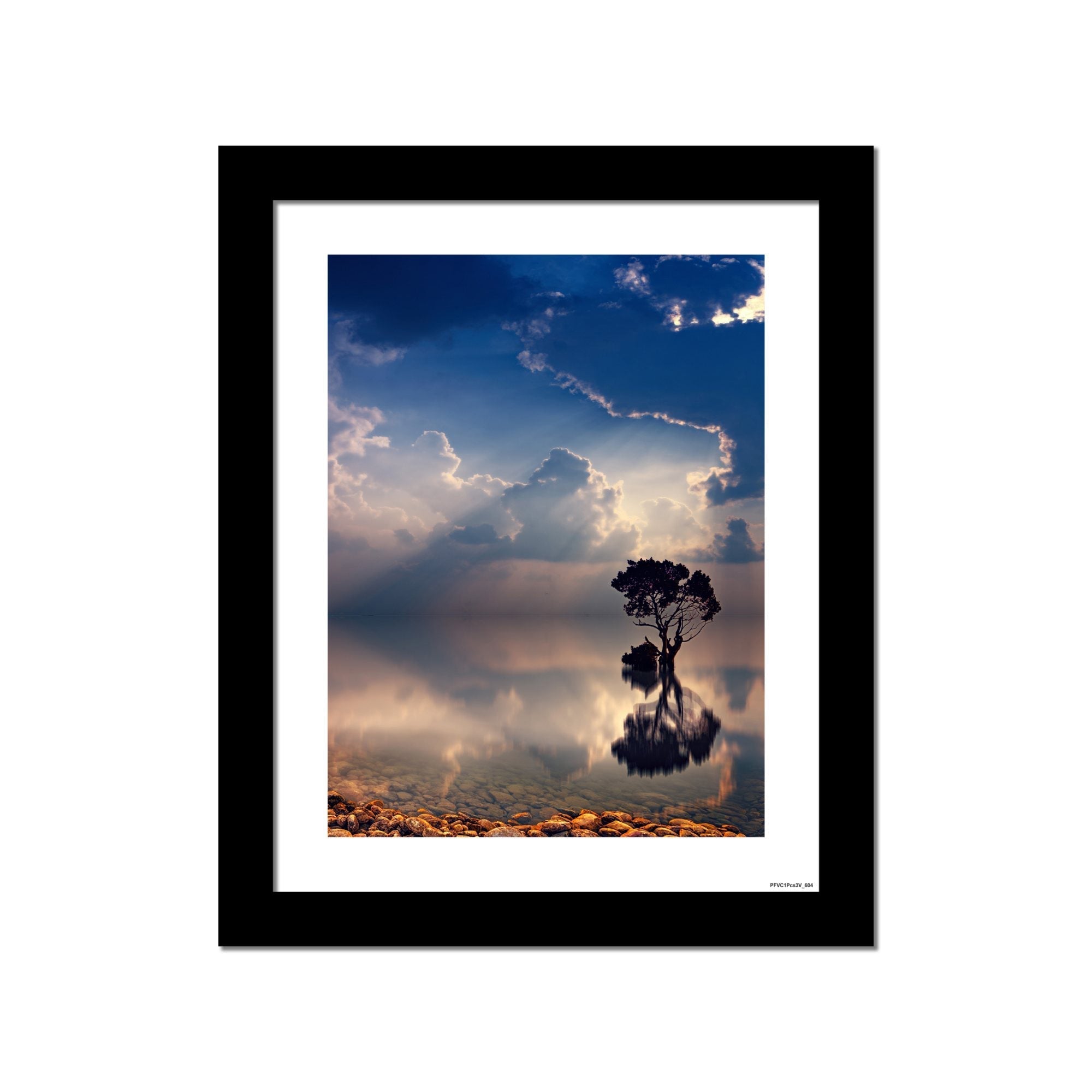 Beautiful View of Tree in the Lake Premium Wall Frame Painting