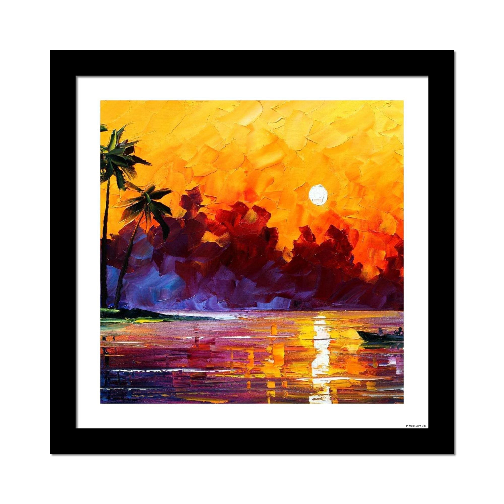 Quality Wall Frame Painting of Sunset and It's Reflection in Lake