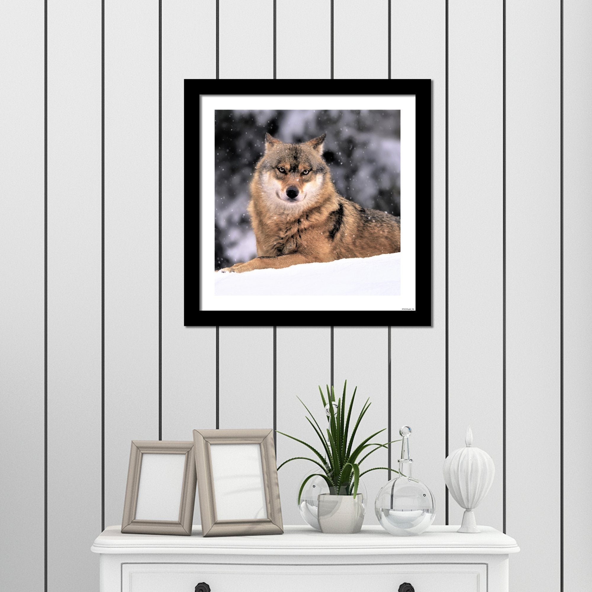 Wolf in Snow Premium Quality Wall Frame Painting