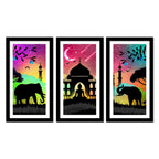 Premium 3 Pieces Wall Hanging Frame Panting of Vector Illustration Art