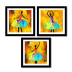 3 Pieces Quality Wall Hanging Frame of African Girl Ballerina Dancing