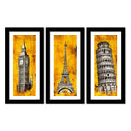 Beautiful Monuments Premium Framed Wall Paintings Set of 3