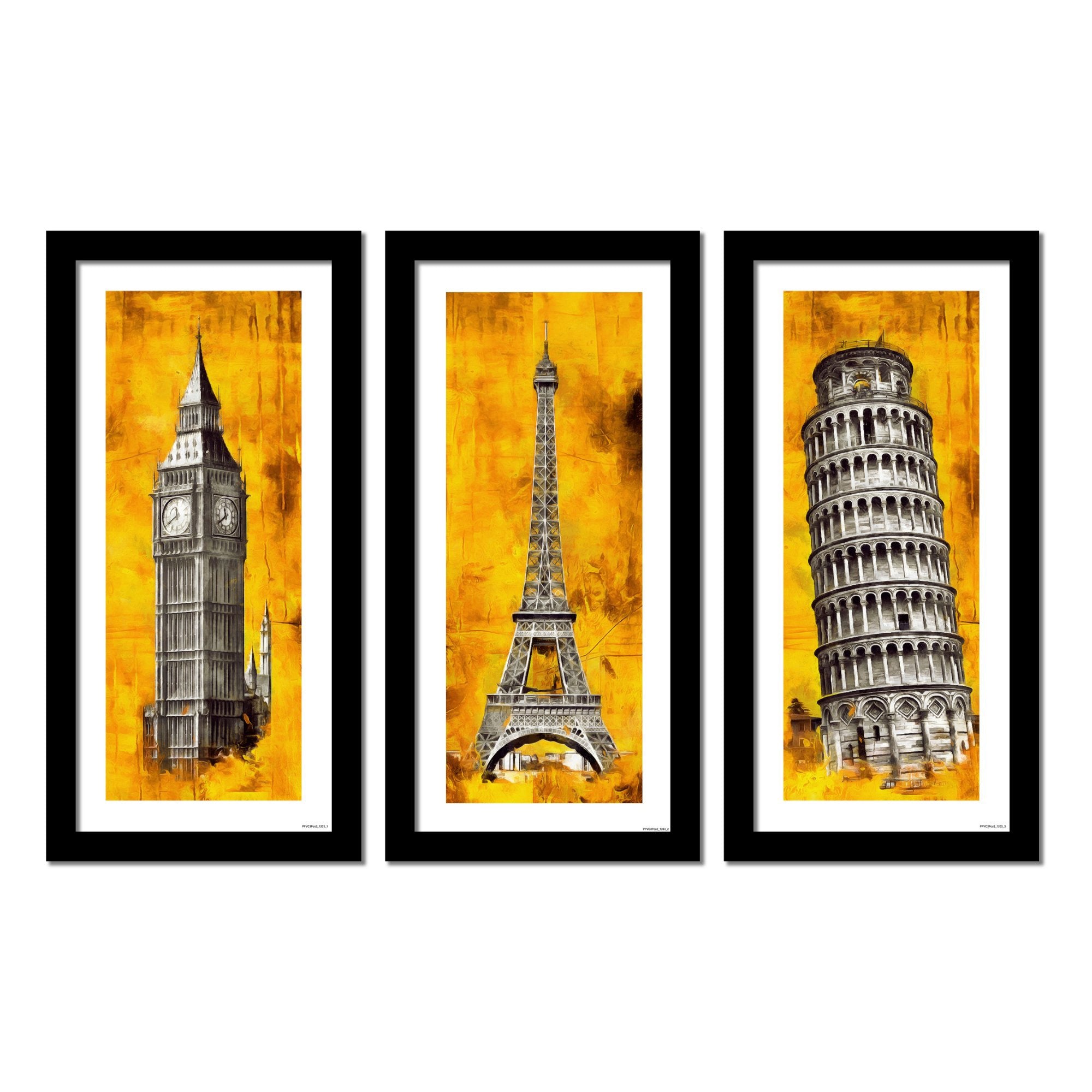 Beautiful Monuments Premium Framed Wall Paintings Set of 3
