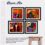 Set of 4 Wall Frame Painting of Dance & Music Instruments