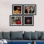 Christian Stained Glass Art 4 Pieces Wall Frame Hanging