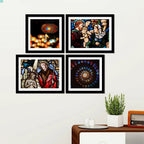 Christian Stained Glass Art 4 Pieces Wall Frame Hanging