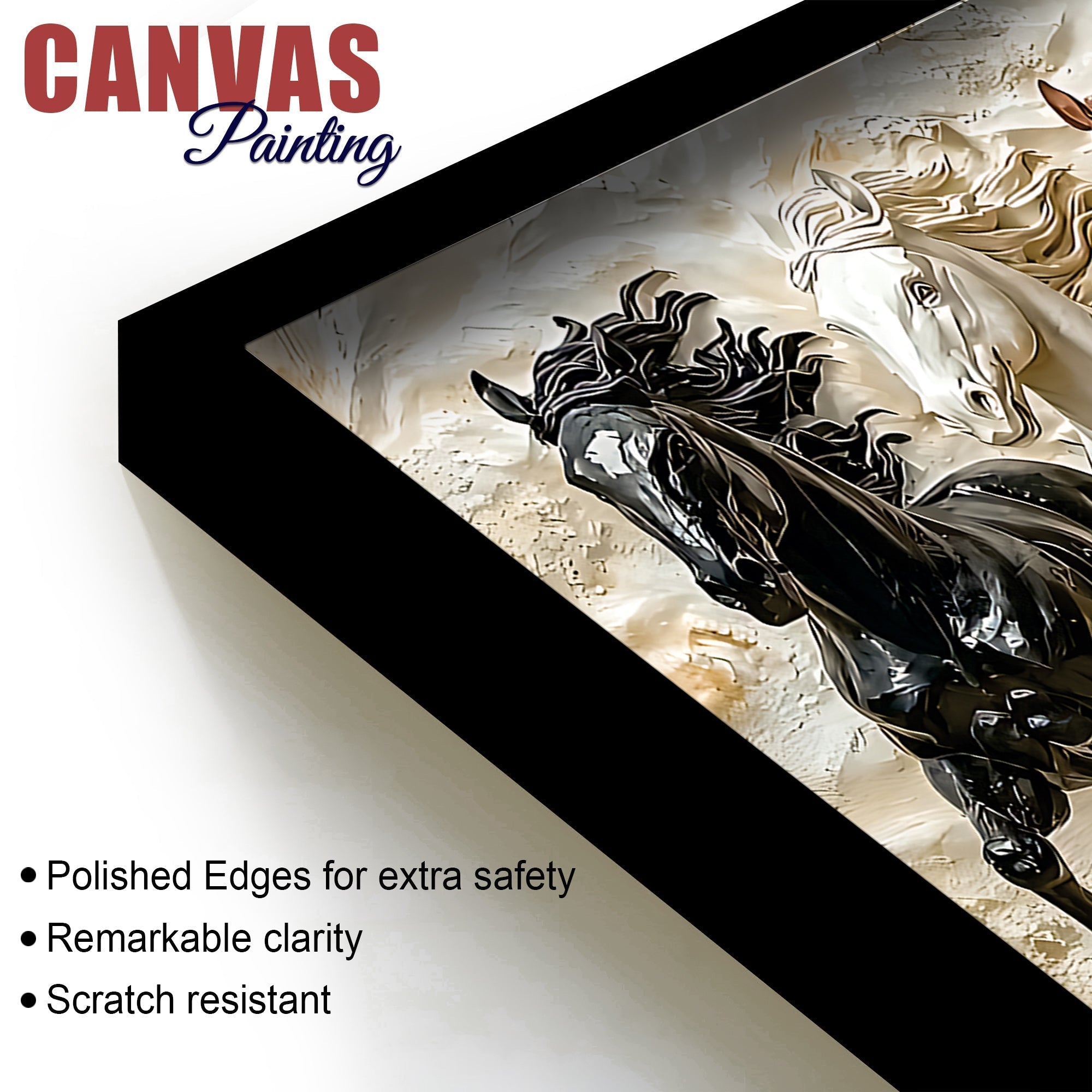 3D Art Auspicious Canvas wall Painting of Seven Running Horses