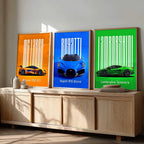 McLaren GT3, Bugatti W16 Mistral, Lamborghini Temerario Wall Art Paintings for Living Room