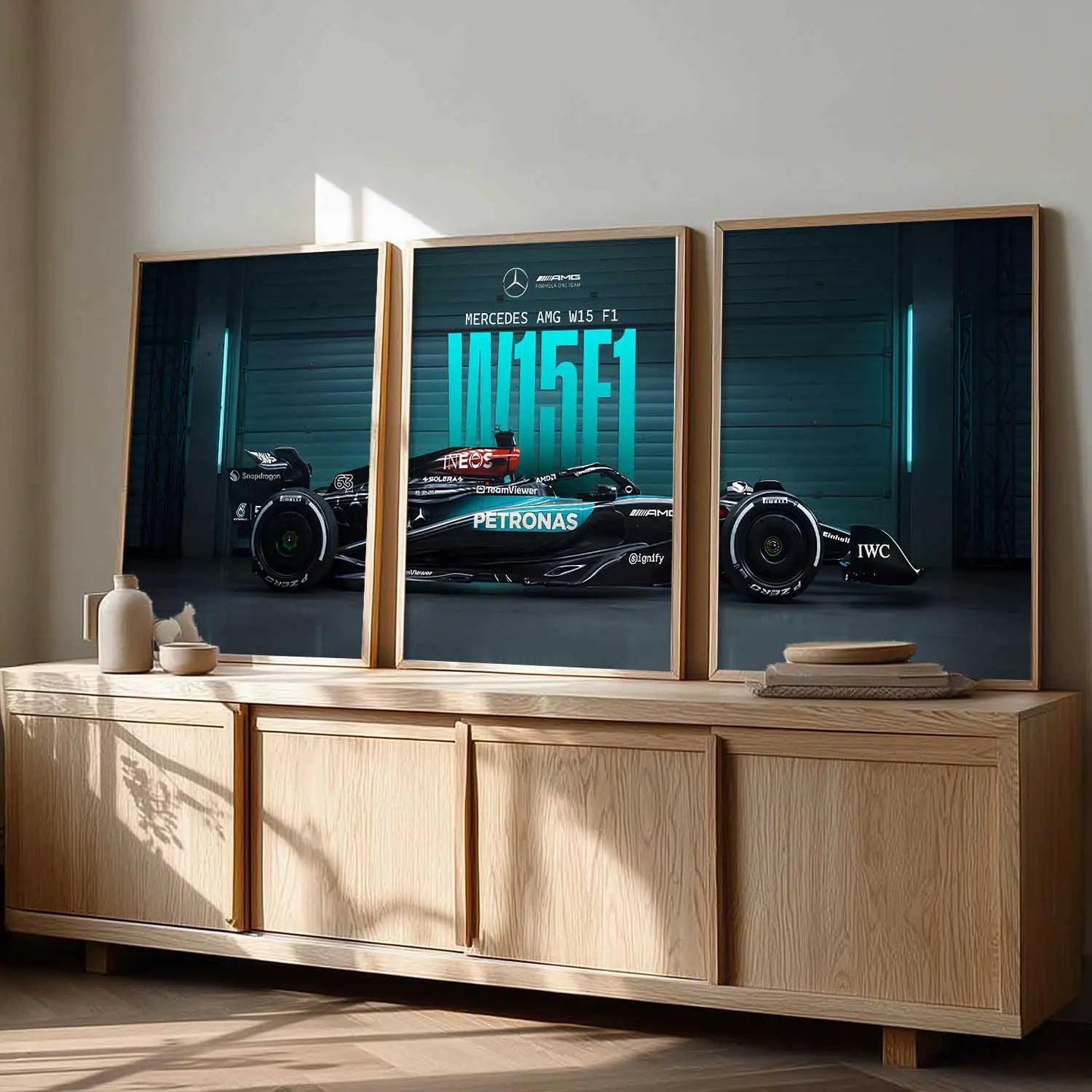 Big Mercedes F1 Car Wall Art Paintings for Living Room Bedroom