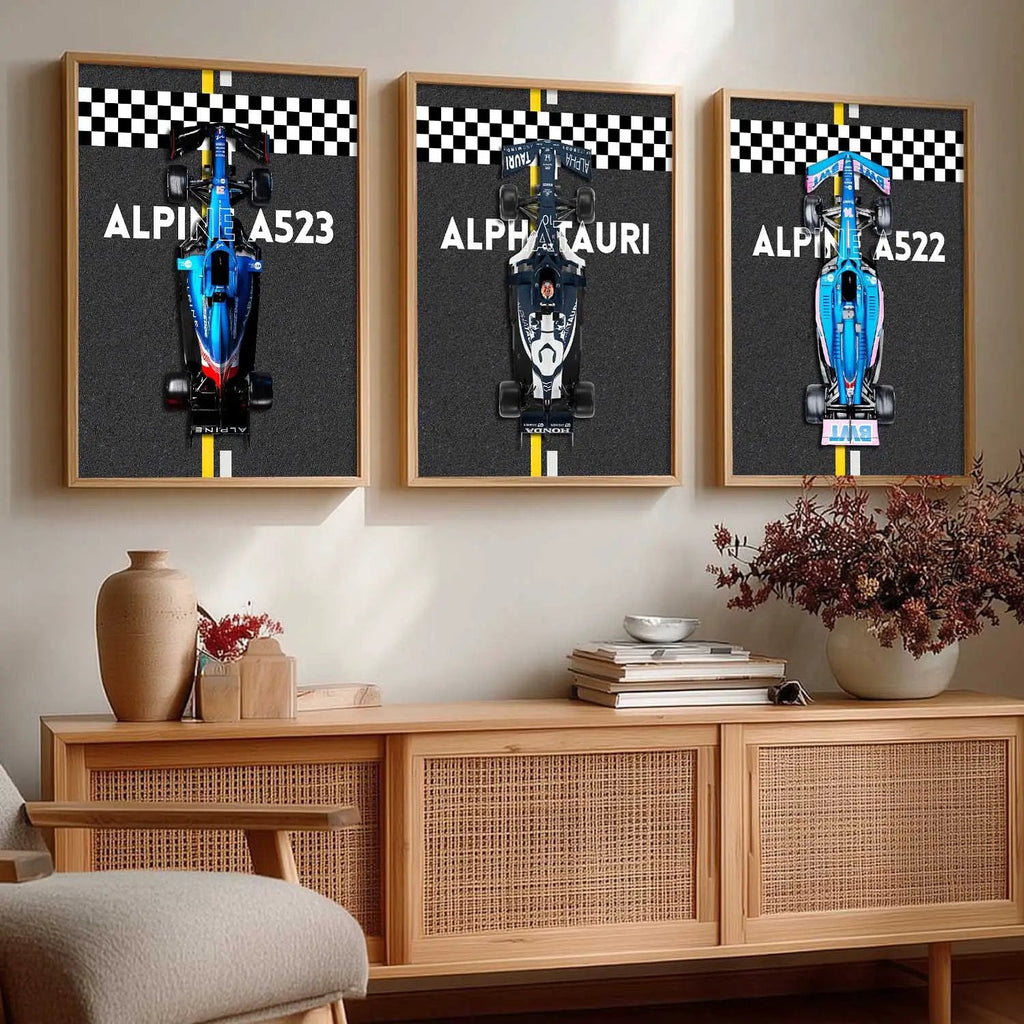Big Formula 1 Cars Wall Art Paintings for Living Room Bedroom
