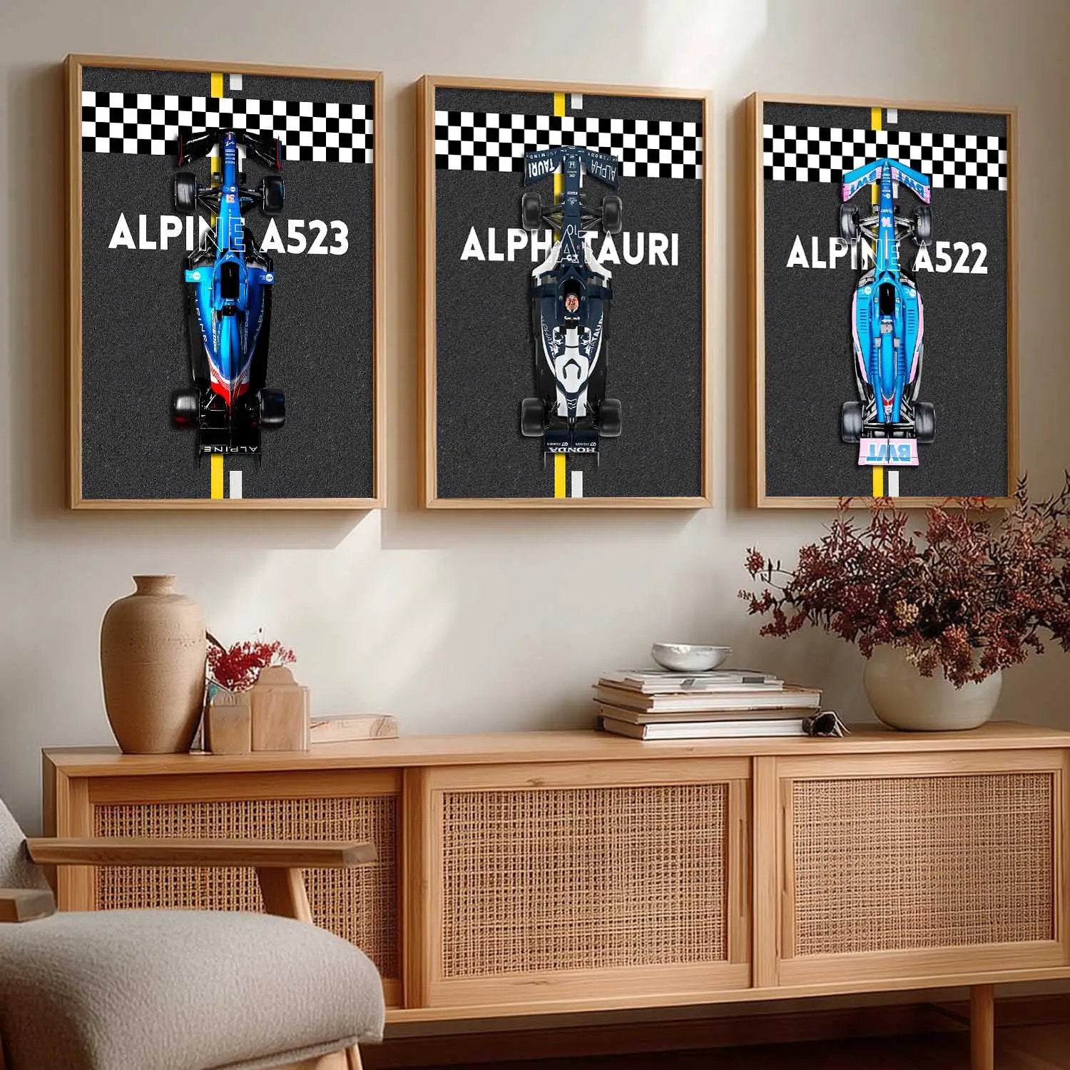 Big Formula 1 Cars Wall Art Paintings for Living Room Bedroom