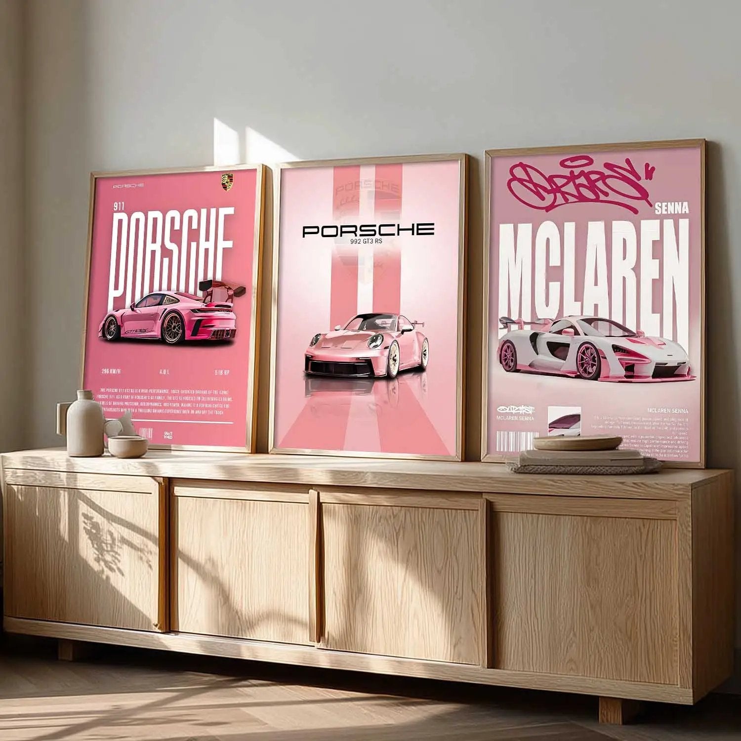 Big Porsche 911 GT3, Porsche 992 GT3, McLaren Senna Cars Wall Art Paintings for Living Room Bedroom