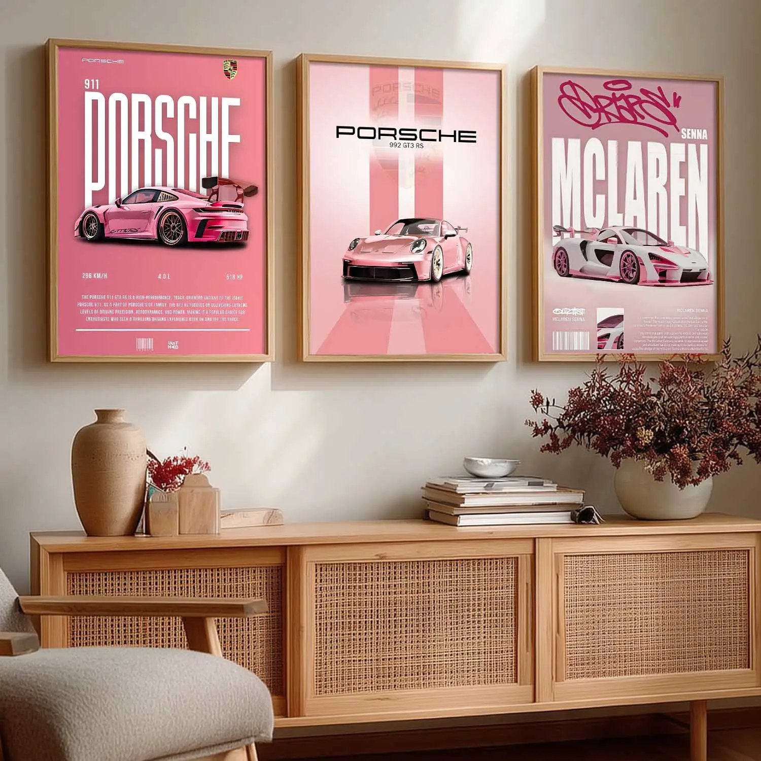 Big Porsche 911 GT3, Porsche 992 GT3, McLaren Senna Cars Wall Art Paintings for Living Room Bedroom