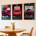 Big Ferrari SF90 Spider, Skyline GTR, Ferrari SF90 Stradale Cars Wall Art Paintings for Living Room Bedroom