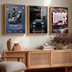 Big Lamborghini Revuelto, Dodge Charge, Dodge Viper Cars Wall Art Paintings for Living Room Bedroom
